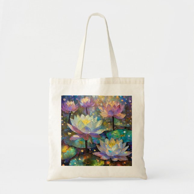 Colorful Lotus Flowers Blossoming in the Snow Tote Bag (Front)