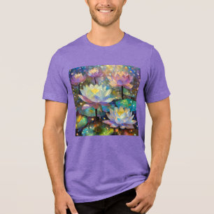 Colorful Lotus Flowers Blossoming in the Snow Tri-Blend Shirt