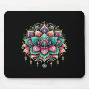 Colorful Lotus Mandala Art Design Mouse Mat