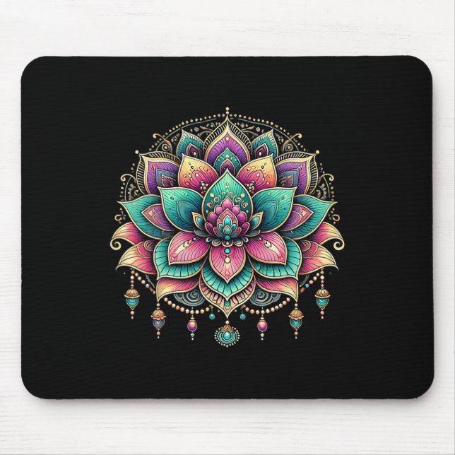 Colorful Lotus Mandala Art Design  Mouse Mat (Front)