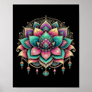 Colorful Lotus Mandala Art Design Poster