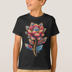 Colorful Lotus Mandala Flower With Ornate Leaves T-Shirt