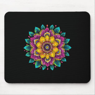 Colorful Lotus Mandala Spiritual Floral Harmony Mouse Mat