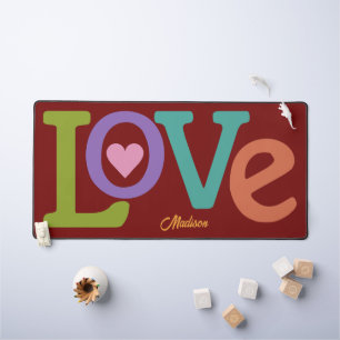 Colorful Love custom name Desk Mat