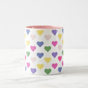 Colorful Love Hearts Two-Tone Coffee Mug