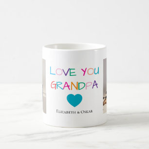 Colorful “Love You Grandpa” Text and Custom Photo Coffee Mug