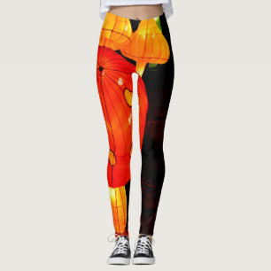 colorful luminescent psychedelic mushrooms leggings