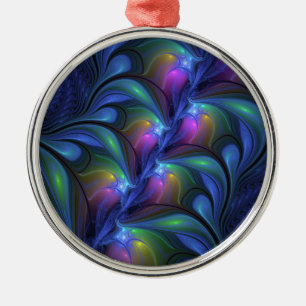 Colorful Luminous Abstract Blue Pink Green Fractal Metal Tree Decoration
