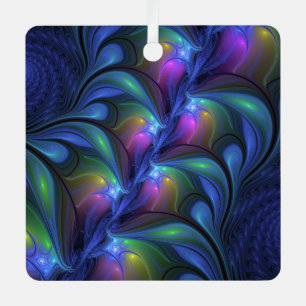 Colorful Luminous Abstract Blue Pink Green Fractal Metal Tree Decoration
