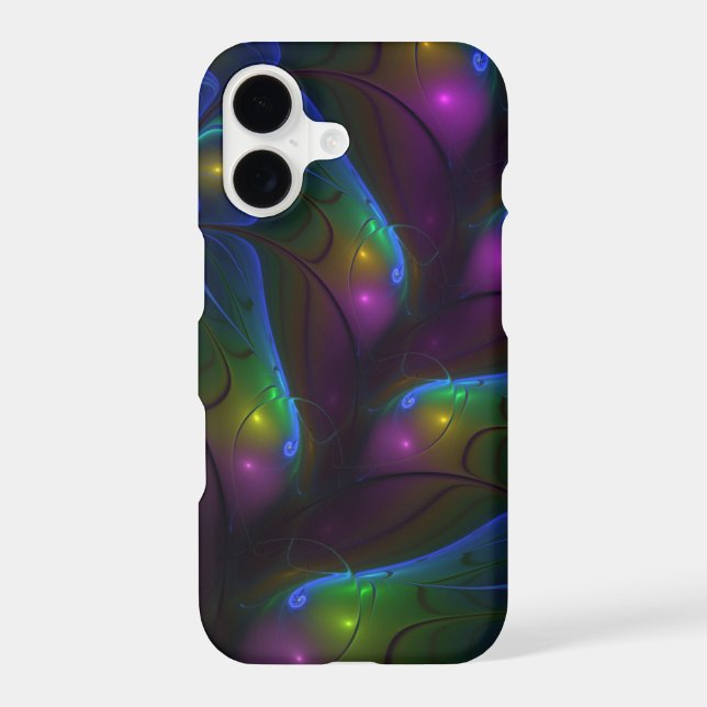 Colorful Luminous Abstract Modern Trippy Fractal (Back)