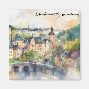 Colorful Luxembourg City Watercolor Painting  Magnet