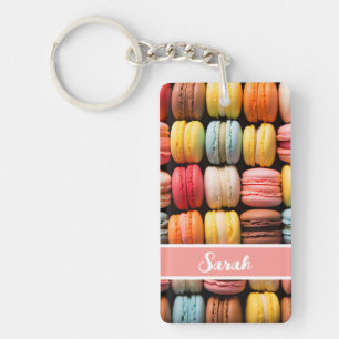 colorful macarons bakery individual name key ring