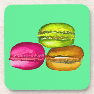 Colorful Macarons watercolor art funky Coaster
