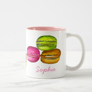 Colorful Macarons watercolor art funky Two-Tone Coffee Mug