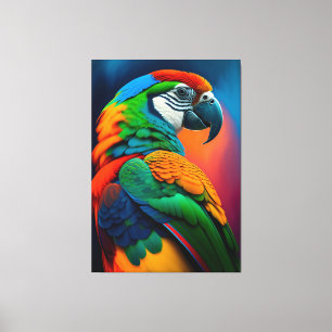 Colorful Macaw Parrot Bird Painting Canvas Print