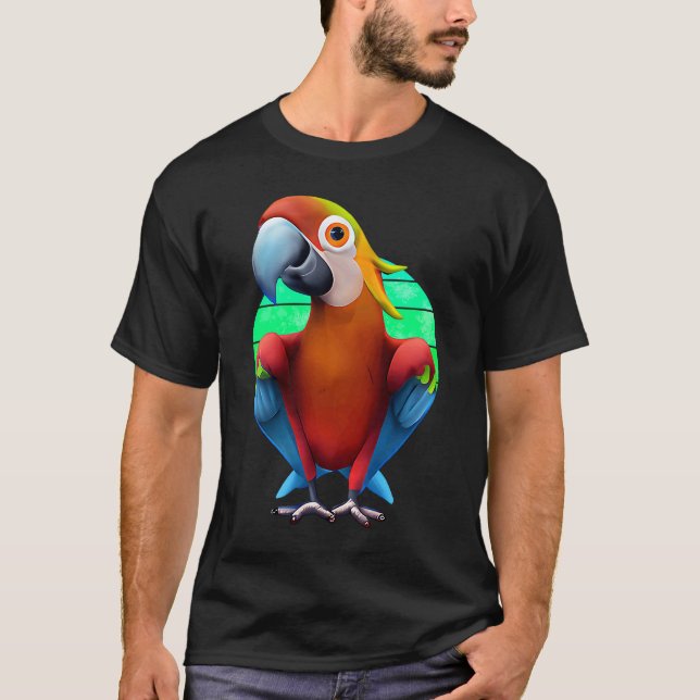 Colorful Macaw Parrot Sunset T-Shirt (Front)