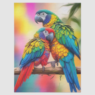Colorful Macaw Parrots On A Branch-45739 Tissue Paper
