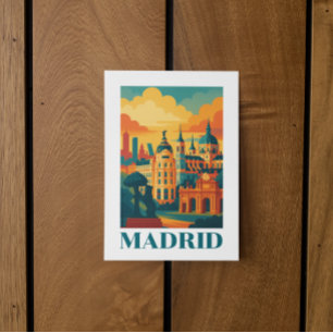 Colorful Madrid Spain Vintage Travel Postcard