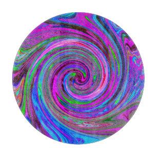 Colorful Magenta Swirl Retro Abstract Design Cutting Board