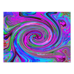Colorful Magenta Swirl Retro Abstract Design Photo Print