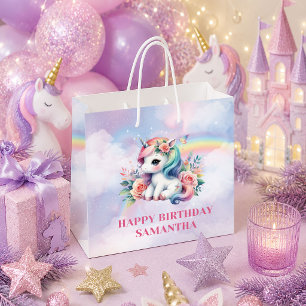 Colorful Magical Unicorn Girl Birthday Gift Bag