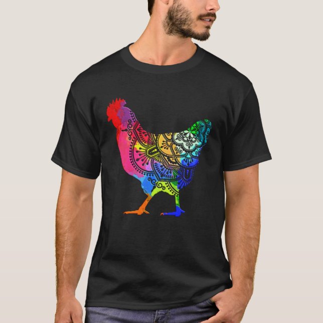 Colorful Mandala Chicken Farmer T-Shirt (Front)