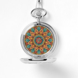 Colorful Mandala Floral Boho Clock Watch