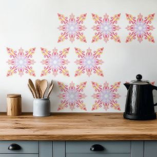 Colorful Mandala Floral Pattern Tile