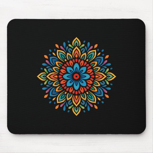 Colorful Mandala Flower Symmetry  Mouse Mat (Front)