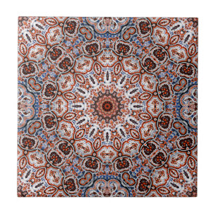 Colorful Mandala in Mix Gray-Orange Colors Tile