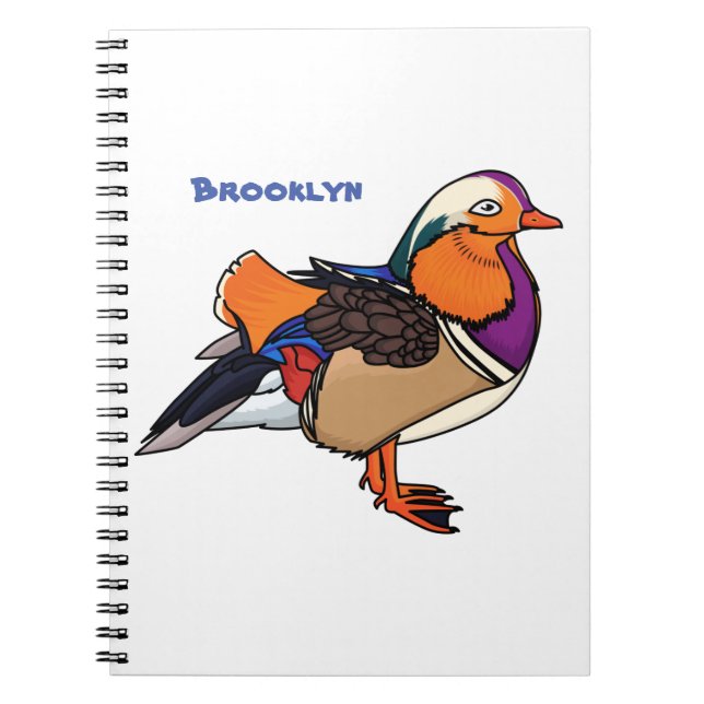 Colorful mandarin duck illustration notebook (Front)