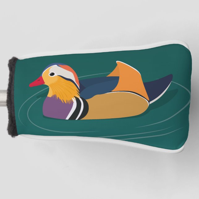 Colorful Mandarin Duck Modern Digital Art Golf Head Cover (Front)