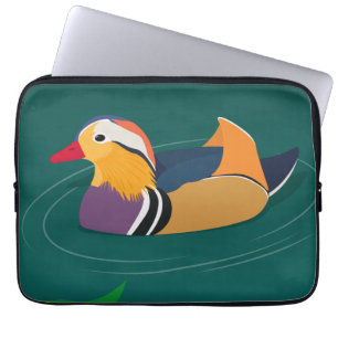 Colorful Mandarin Duck Modern Digital Art Laptop Sleeve