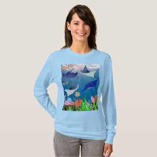 Colorful Mantas Stingray Undersea Serenity T-Shirt