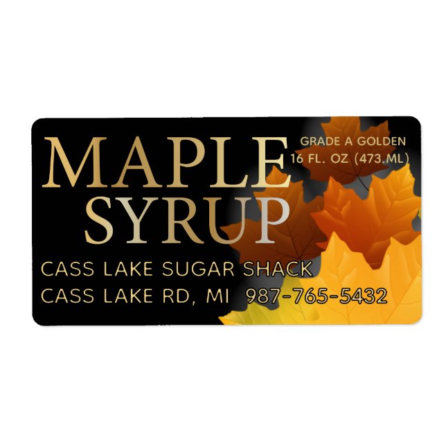 Colorful Maple Leaf Plastic Jug Syrup label (Front)