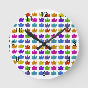 Colorful maple leaves round clock