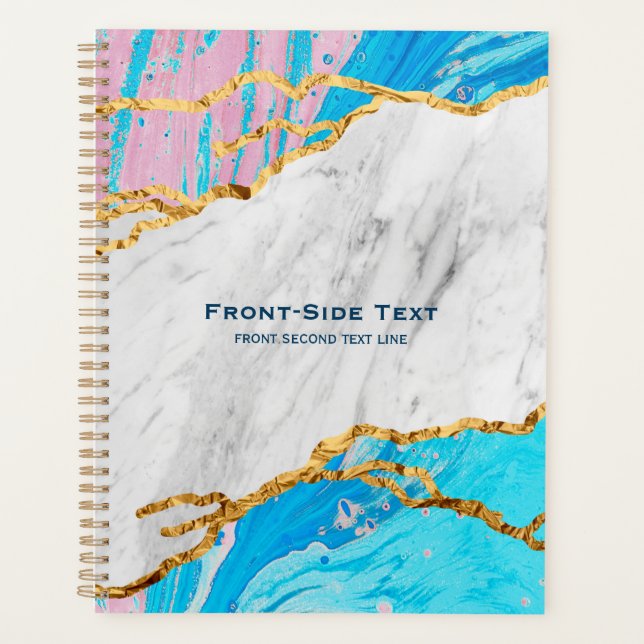 Colorful marble gold veins planner (Front)