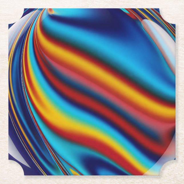 Colorful Marble ticket shape Paper Coaster (Front)
