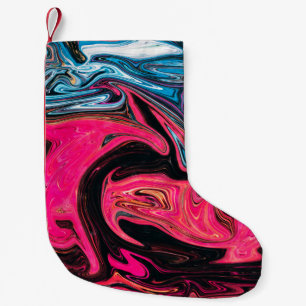 Colorful marbleized painting background. Liquid ma Small Christmas Stocking