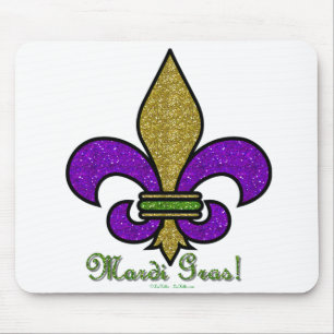 Colorful Mardi Gras Fleur De Lis Mouse Mat