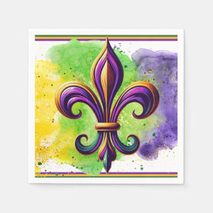 Colorful Mardi Gras Fleur de lis  Napkin