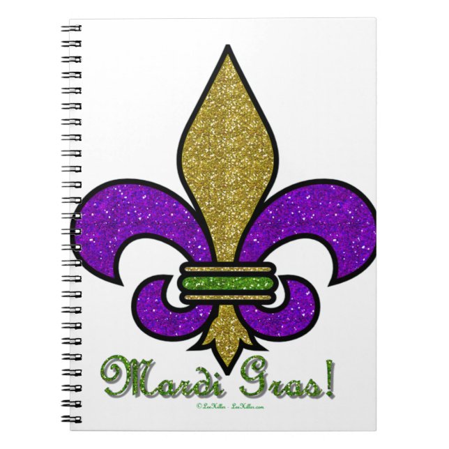Colorful Mardi Gras Fleur De Lis Notebook (Front)
