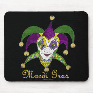 Colorful Mardi Gras Jesters Mask Mouse Mat