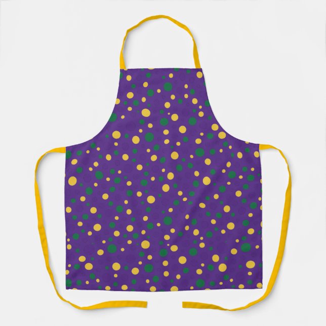Colorful Mardi Gras polka dot Apron (Front)