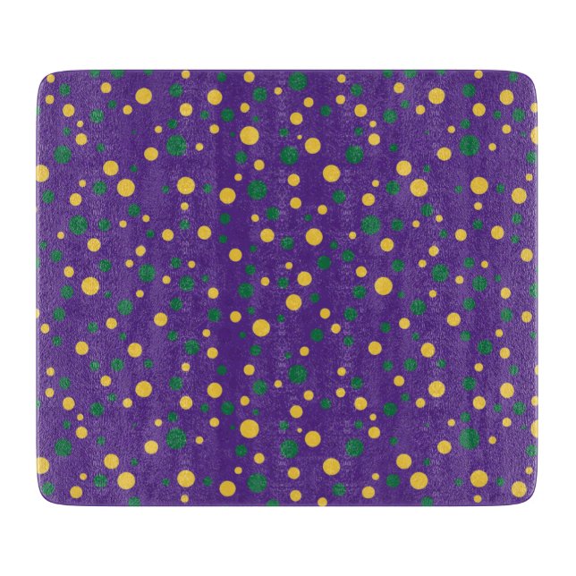Colorful Mardi Gras polka dot Cutting Board (Front)