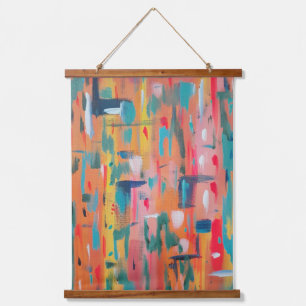 Colorful Mark Making Abstract Art  Hanging Tapestry