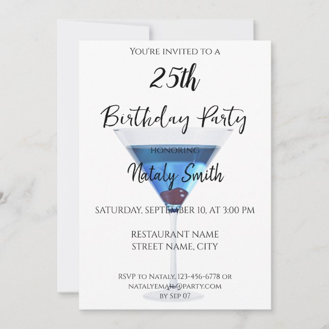Colorful martini cocktail invitation (Front)