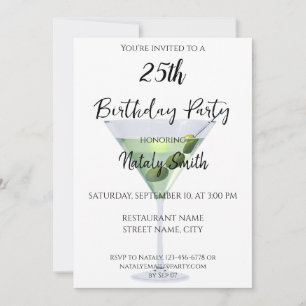 Colorful martini cocktail invitation