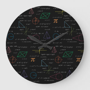 Colorful Mathematics Equations Math Formulas  Large Clock