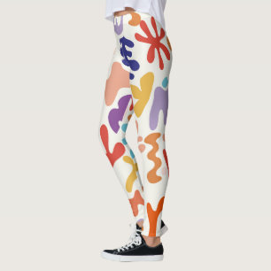 Colorful Matisse Pattern Abstract Botanical Shapes Leggings